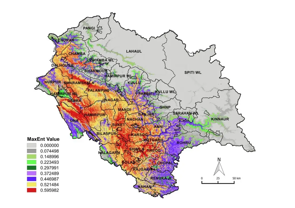 Rhesus macaque suitability in Himachal Pradesh