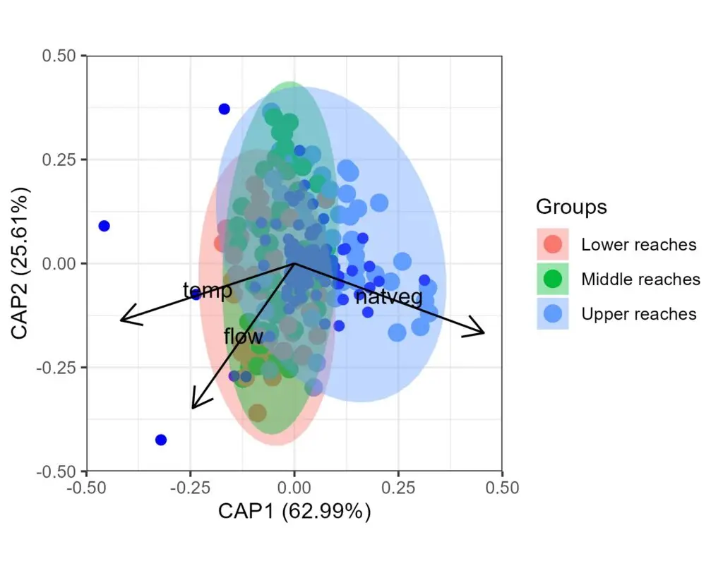 db-RDA of bird assemblage in a river basin